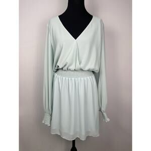 Show Me Your Mumu Adelaide Dress Light Blue Long Sleeve Mini Dress Womens Medium
